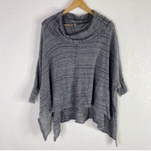 Free People Boho Banana Split Cowl Neck Alpaca Wool Blend Sweater in Gray sz L